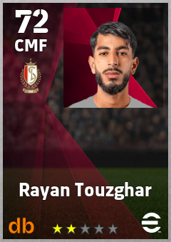 Rayan Touzghar — CMF, OVR 72, MAX 72