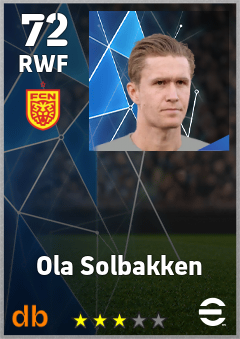 Ola Solbakken — RWF, OVR 72, MAX 72