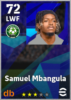 Samuel Mbangula — LWF, OVR 72, MAX 72