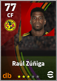 Raúl Zúñiga — CF, OVR 77, MAX 77