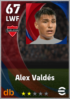 Alex Valdés — LWF, OVR 67, MAX 67