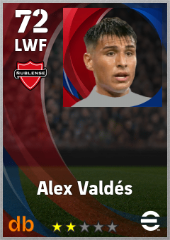 Alex Valdés — LWF, OVR 72, MAX 72