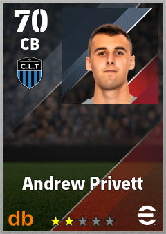 Andrew Privett — CB, OVR 70, MAX 70