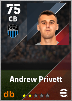 Andrew Privett — CB, OVR 75, MAX 75