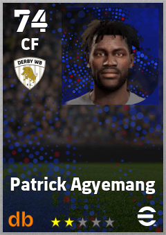 Patrick Agyemang — CF, OVR 74, MAX 74