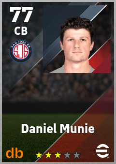 Daniel Munie — CB, OVR 77, MAX 77