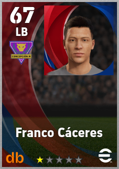 Franco Cáceres — LB, OVR 67, MAX 67