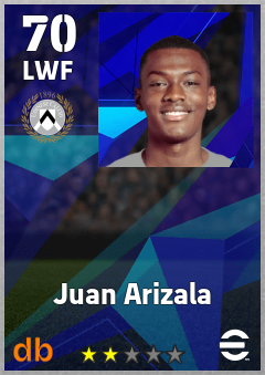 Juan Arizala — LWF, OVR 70, MAX 70