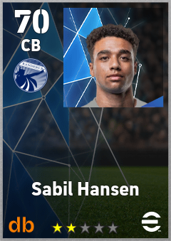 Sabil Hansen — CB, OVR 70, MAX 70