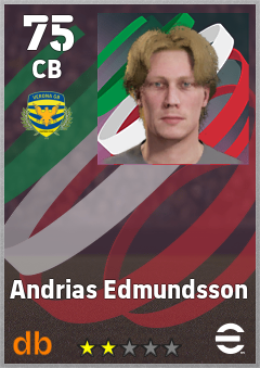 Andrias Edmundsson — CB, OVR 75, MAX 75