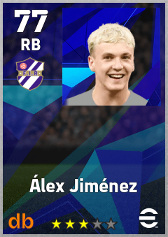 Álex Jiménez — RB, OVR 77, MAX 77