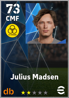 Julius Madsen — CMF, OVR 73, MAX 73