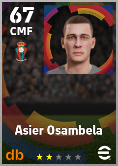 Asier Osambela — CMF, OVR 67, MAX 67