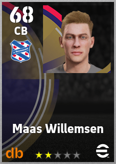 Maas Willemsen — CB, OVR 68, MAX 68