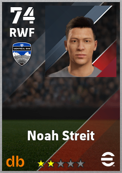 Noah Streit — RWF, OVR 74, MAX 74
