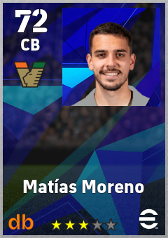 Matías Moreno — CB, OVR 72, MAX 72