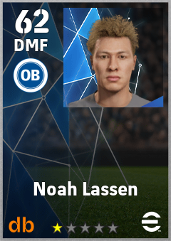 Noah Lassen — DMF, OVR 62, MAX 62