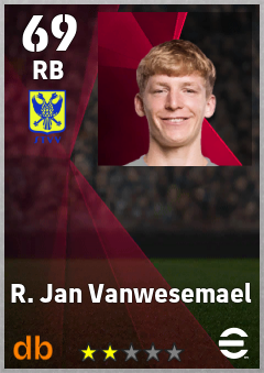 R. Jan Vanwesemael — RB, OVR 69, MAX 69