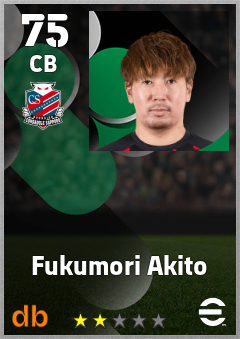 Fukumori Akito — CB, OVR 75, MAX 75