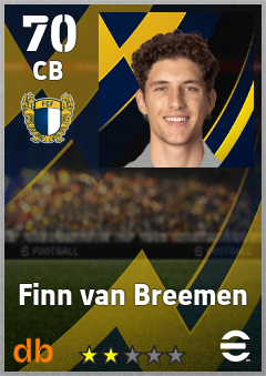 Finn van Breemen — CB, OVR 70, MAX 70