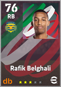 Rafik Belghali — RB, OVR 76, MAX 76