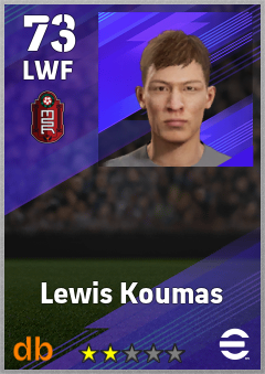 Lewis Koumas — LWF, OVR 73, MAX 73