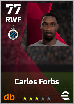 Carlos Forbs — RWF, OVR 77, MAX 77
