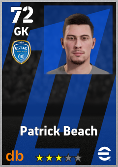 Patrick Beach — GK, OVR 72, MAX 72