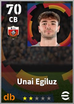 Unai Egiluz — CB, OVR 70, MAX 70