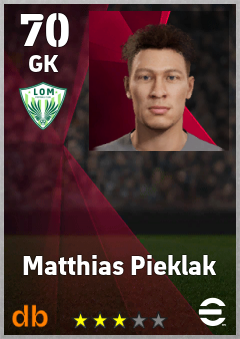 Matthias Pieklak — GK, OVR 70, MAX 70