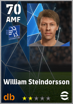 William Steindorsson — AMF, OVR 70, MAX 70