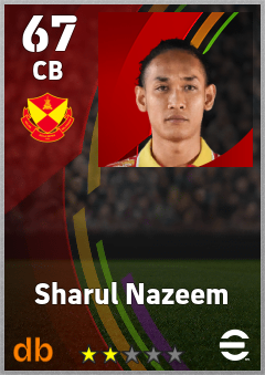 Sharul Nazeem — CB, OVR 67, MAX 67
