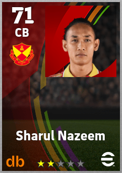 Sharul Nazeem — CB, OVR 71, MAX 71