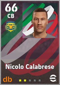 Nicolo Calabrese — CB, OVR 66, MAX 66