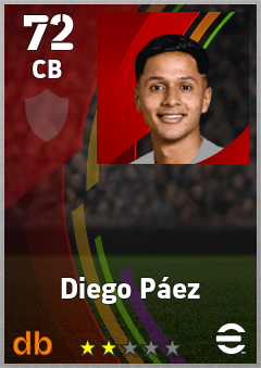 Diego Páez — CB, OVR 72, MAX 72