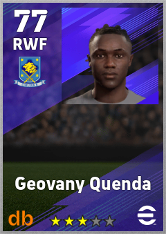 Geovany Quenda — RWF, OVR 77, MAX 77
