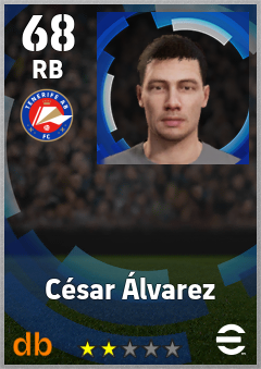 César Álvarez — RB, OVR 68, MAX 68