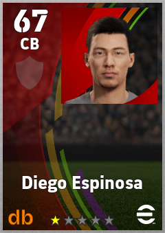 Diego Espinosa — CB, OVR 67, MAX 67