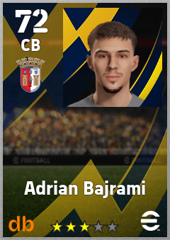 Adrian Bajrami — CB, OVR 72, MAX 72