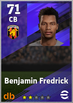 Benjamin Fredrick — CB, OVR 71, MAX 71