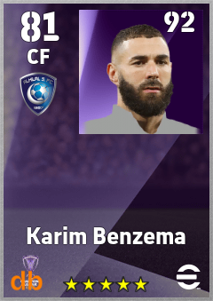 Karim Benzema — CF, OVR 81, MAX 92