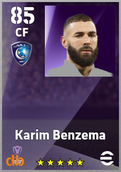 Karim Benzema — CF, OVR 85, MAX 92