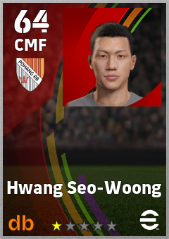 Hwang Seo-Woong — CMF, OVR 64, MAX 64