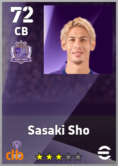 Sasaki Sho — CB, OVR 72, MAX 72