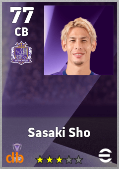 Sasaki Sho — CB, OVR 77, MAX 77
