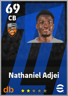 Nathaniel Adjei — CB, OVR 69, MAX 69