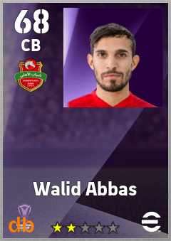 Walid Abbas — CB, OVR 68, MAX 68