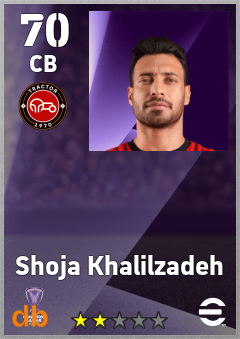 Shoja Khalilzadeh — CB, OVR 70, MAX 70