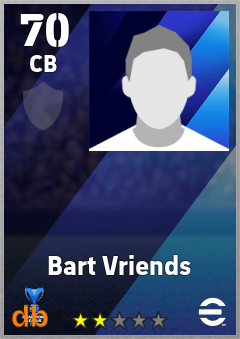 Bart Vriends — CB, OVR 70, MAX 70