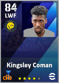 Kingsley Coman — LWF, OVR 84, MAX 84